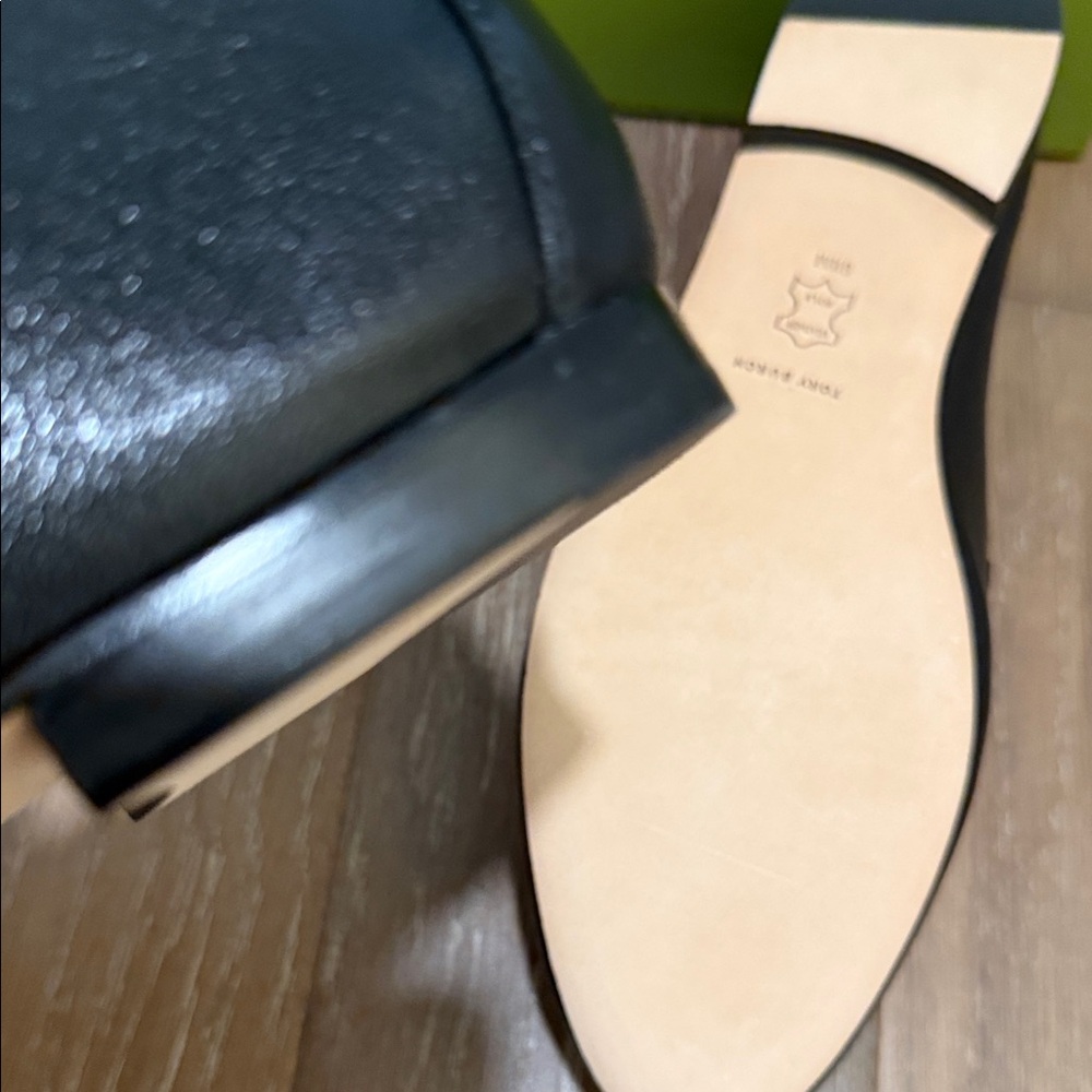 Tory Burch Black Pebbled Leather Penny Loafers - Picture 4 of 14